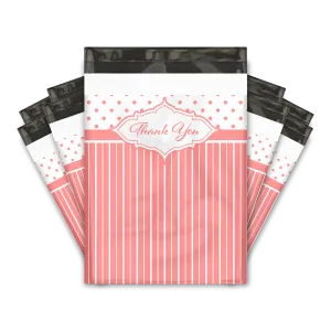 10x13 Pink Thank You Stripes Polka Dots & Chevron Poly Mailers Shipping Envelopes Premium Printed Bags