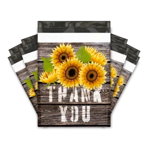 10x13 Sunflower Thank You Poly Mailers Shipping Envelopes Premium Printed Bags