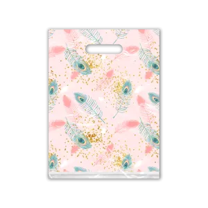 9x12 Pink Peacock Designer Poly Plastic Merchandise Bags Premium Printed Bags