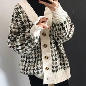 Adoring Plaid Knitted Cardigan