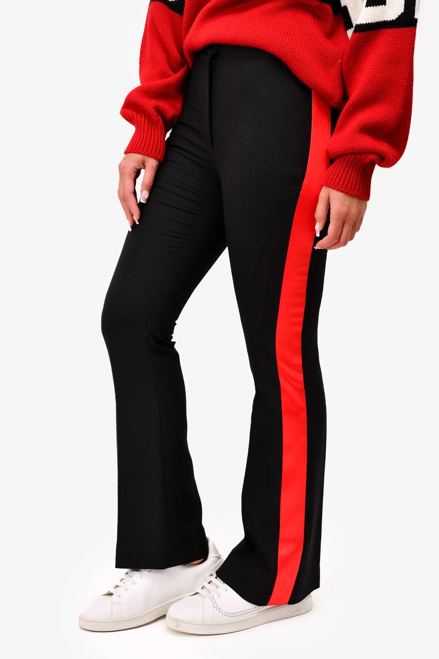 Alexander McQueen Black/Red Trim Wool/Silk Trousers Size 38