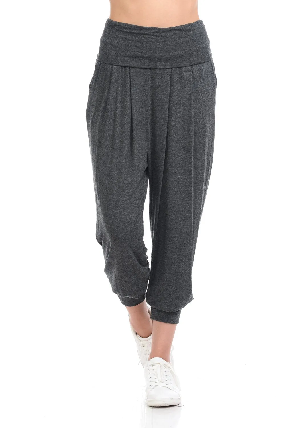 Banded Waist Harem Jogger Pants with Pockets