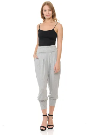 Banded Waist Harem Jogger Pants with Pockets