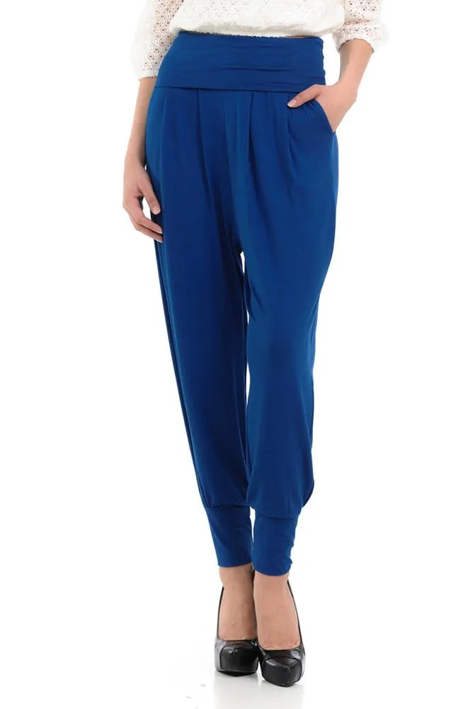 Banded Waist Harem Jogger Pants with Pockets