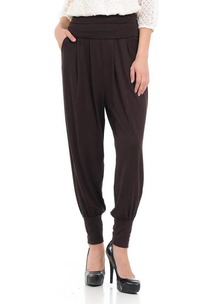 Banded Waist Harem Jogger Pants with Pockets