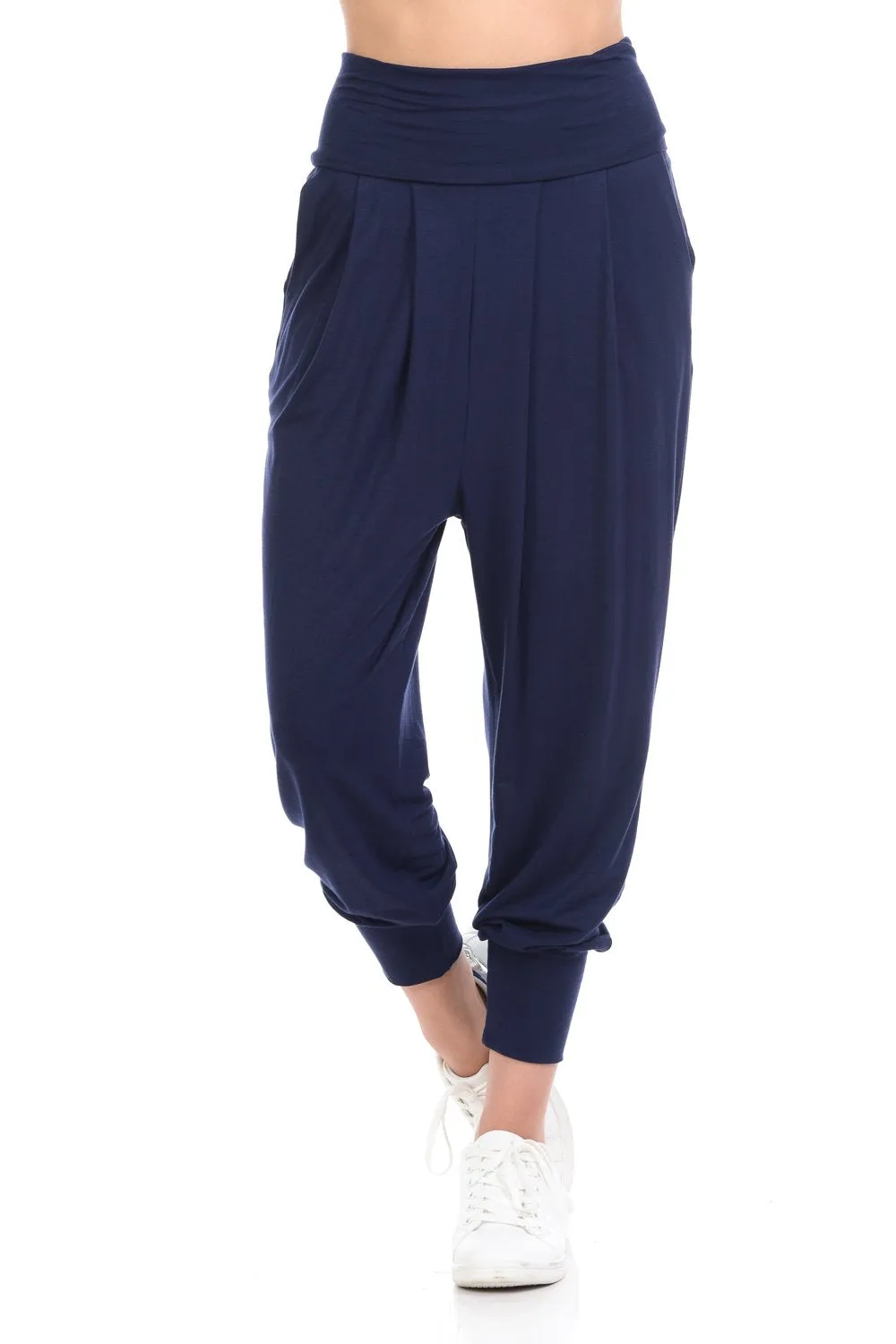 Banded Waist Harem Jogger Pants with Pockets