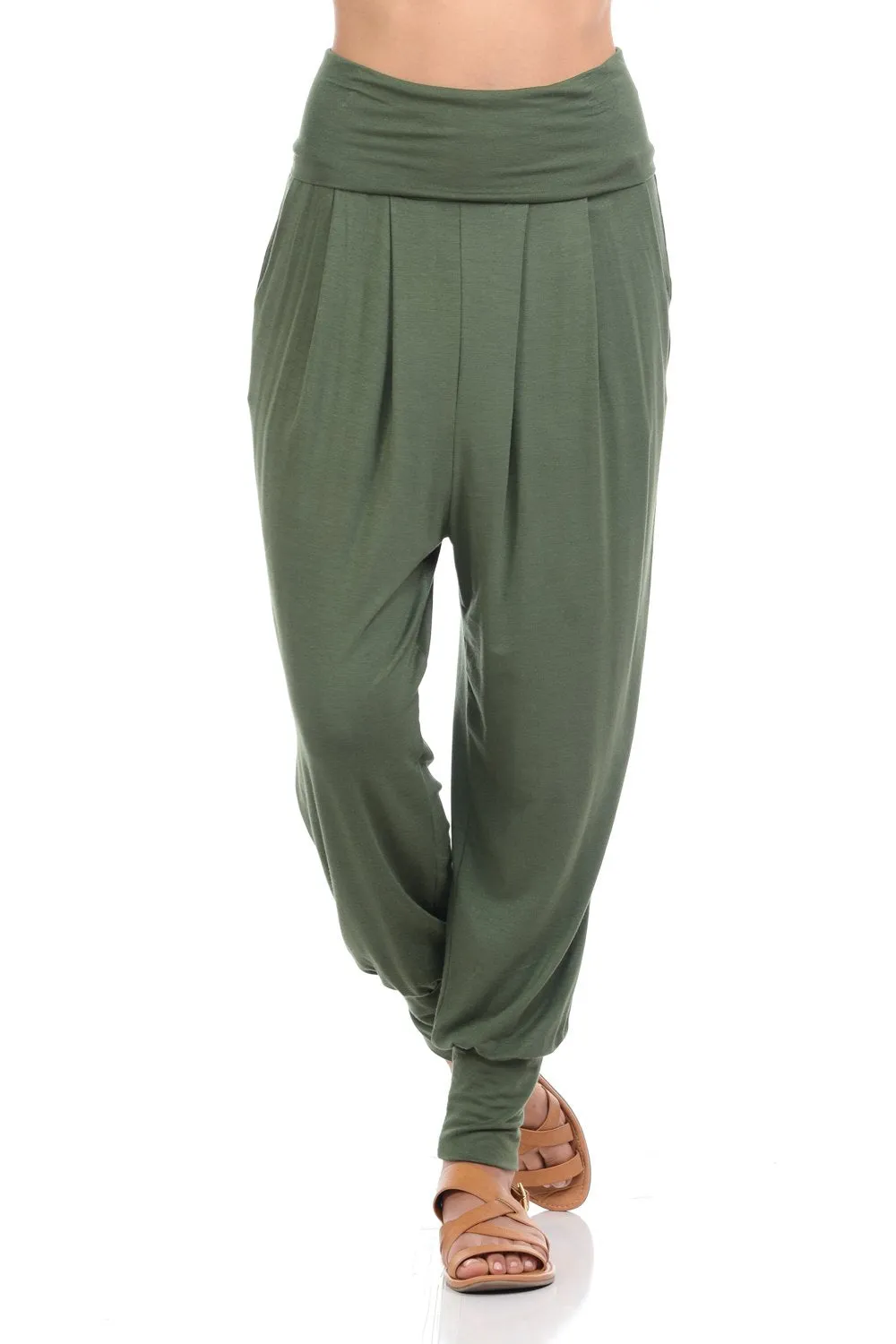 Banded Waist Harem Jogger Pants with Pockets