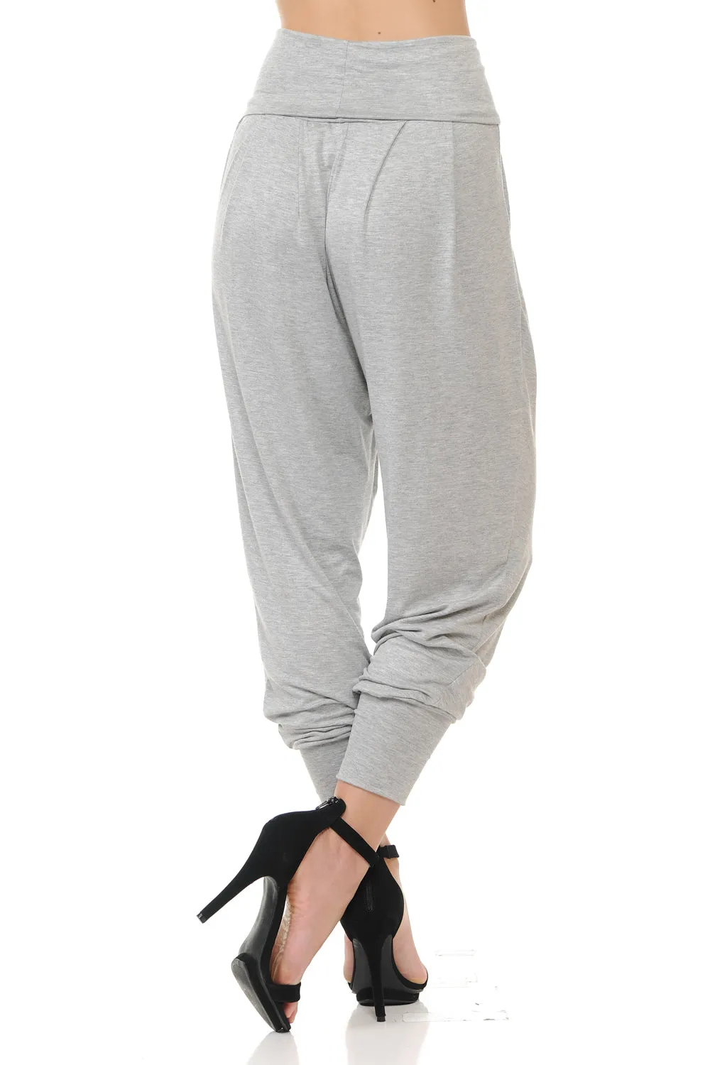 Banded Waist Harem Jogger Pants with Pockets