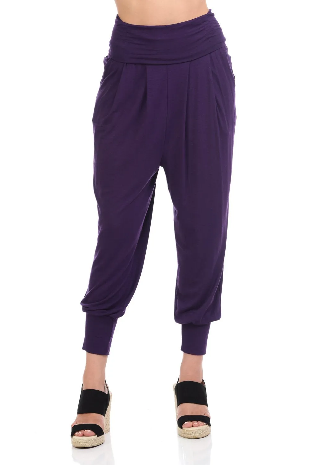 Banded Waist Harem Jogger Pants with Pockets