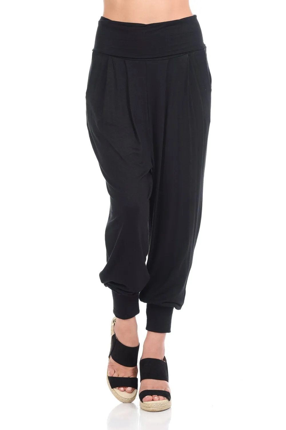 Banded Waist Harem Jogger Pants with Pockets