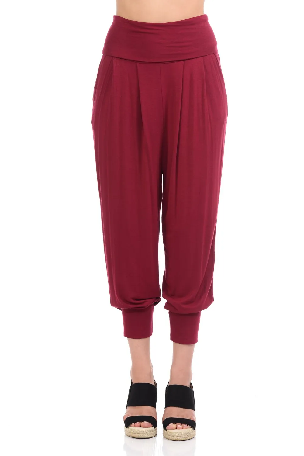 Banded Waist Harem Jogger Pants with Pockets