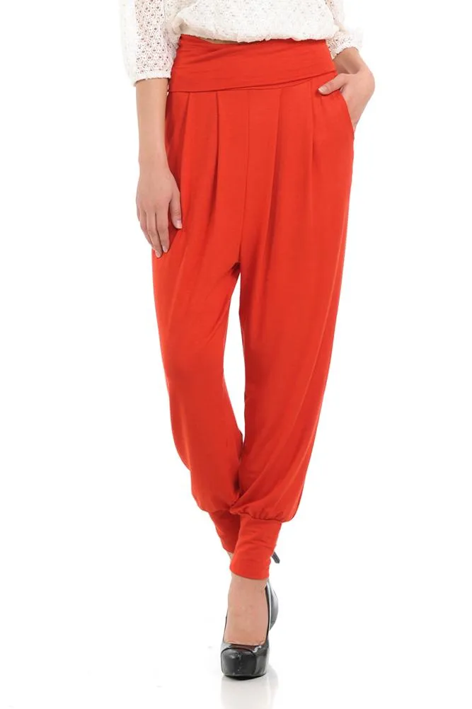 Banded Waist Harem Jogger Pants with Pockets