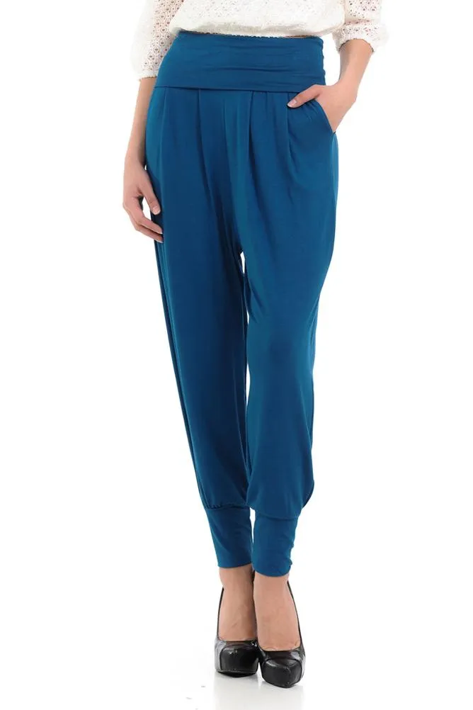 Banded Waist Harem Jogger Pants with Pockets