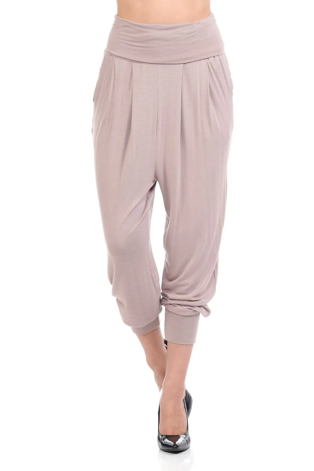 Banded Waist Harem Jogger Pants with Pockets