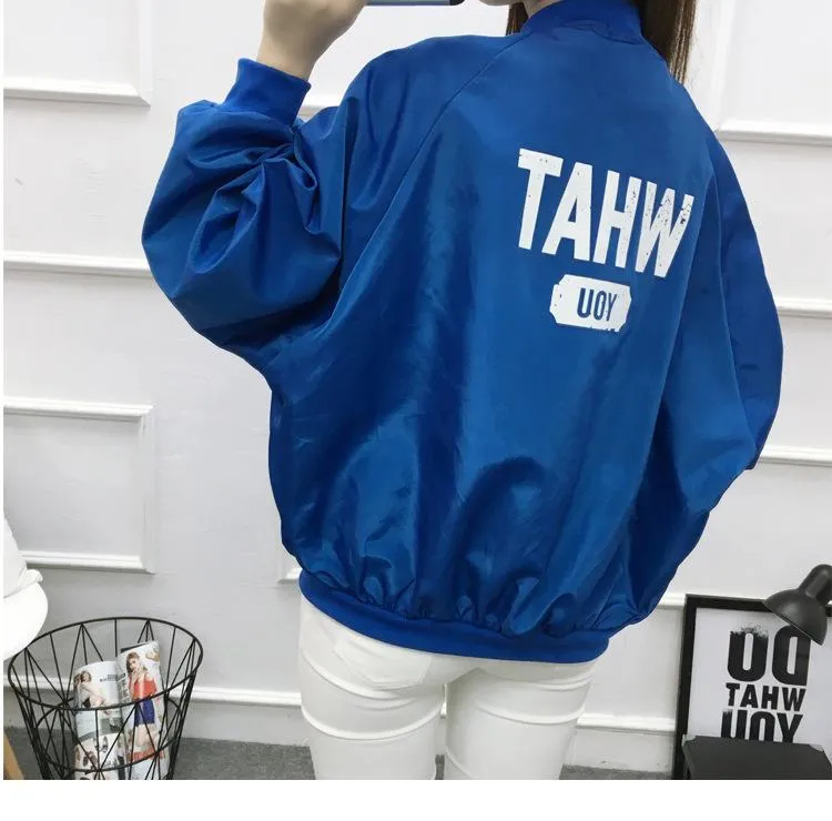 Baseball Jersey Women Trendy Loose Thin Printed Jacket Plus Size Europe Outerwear