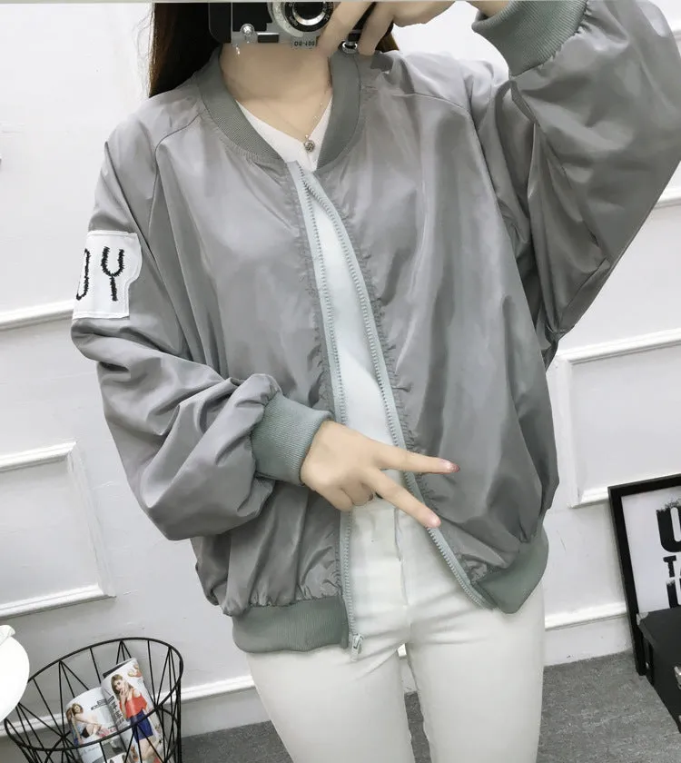 Baseball Jersey Women Trendy Loose Thin Printed Jacket Plus Size Europe Outerwear