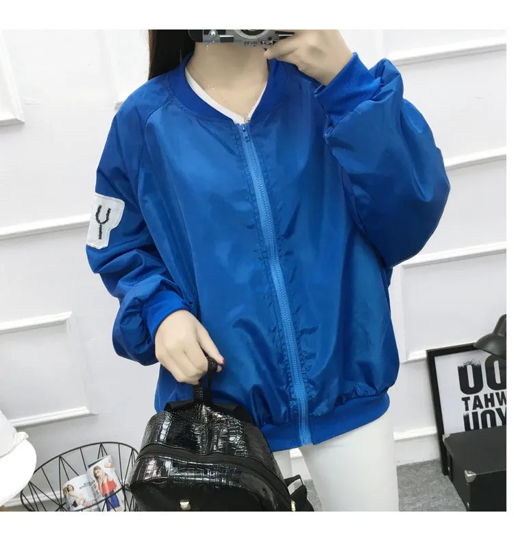 Baseball Jersey Women Trendy Loose Thin Printed Jacket Plus Size Europe Outerwear