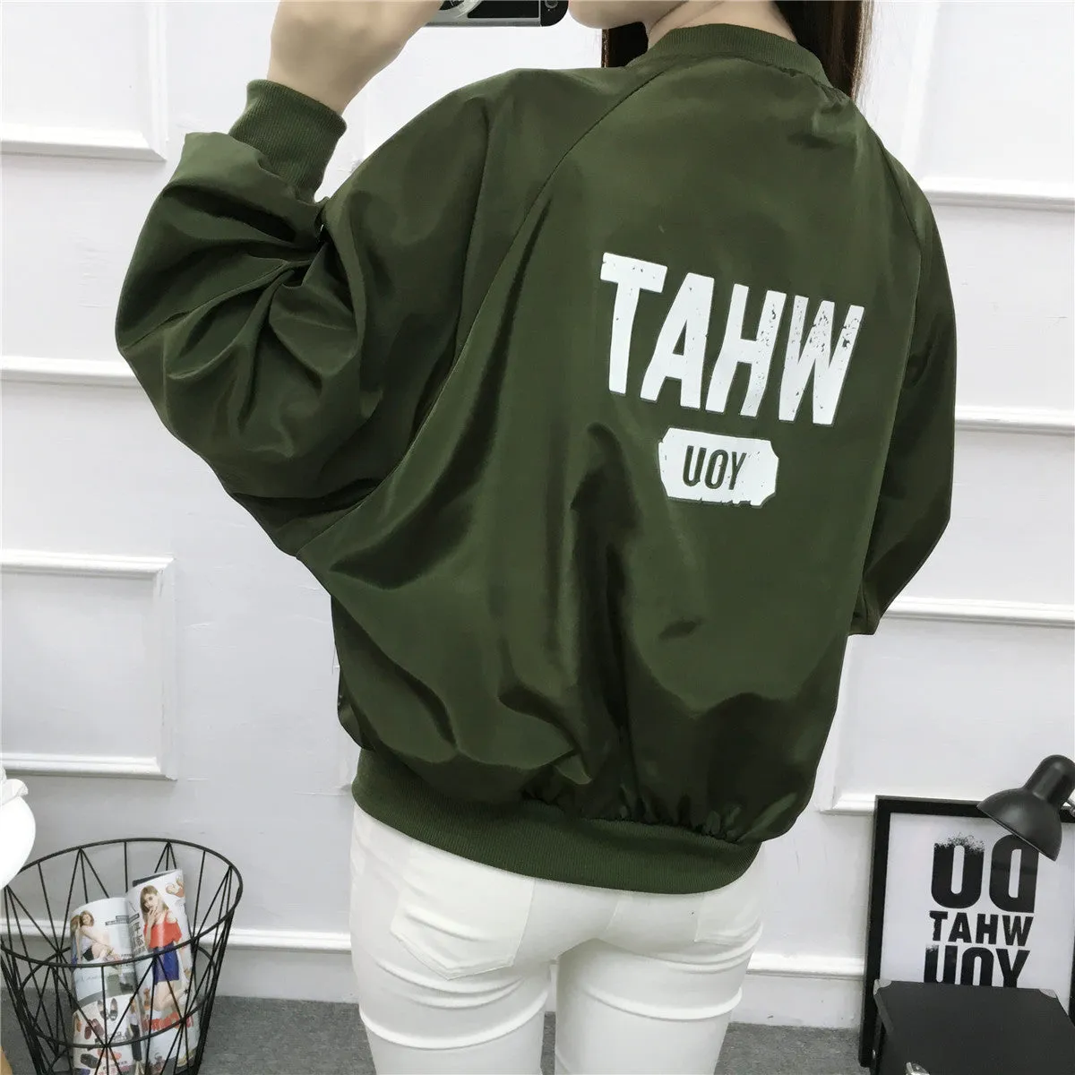 Baseball Jersey Women Trendy Loose Thin Printed Jacket Plus Size Europe Outerwear