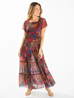 Berkley Mesh Maxi Dress - Dark Floral Garden