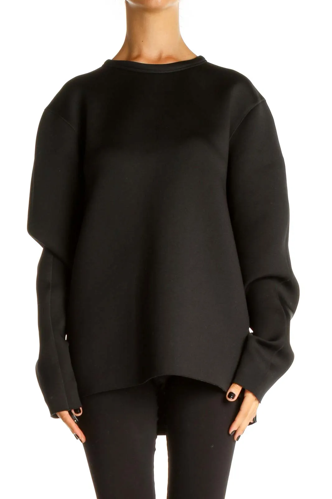 Black Solid Scuba Chic Top