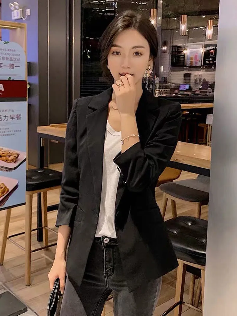 Blazer Women Trendy Petite Short Korean Slim Look Casual Suit Tops Outerwear