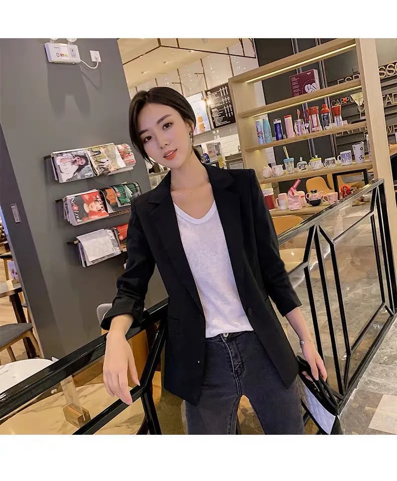 Blazer Women Trendy Petite Short Korean Slim Look Casual Suit Tops Outerwear