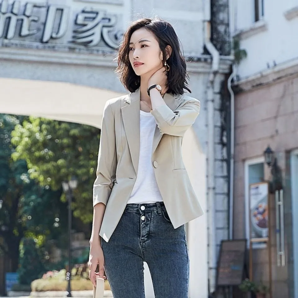 Blazer Women Trendy Petite Short Korean Slim Look Casual Suit Tops Outerwear