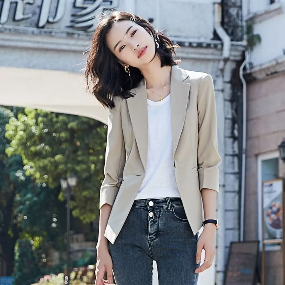 Blazer Women Trendy Petite Short Korean Slim Look Casual Suit Tops Outerwear