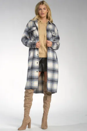 Blue Plaid Long Jacket