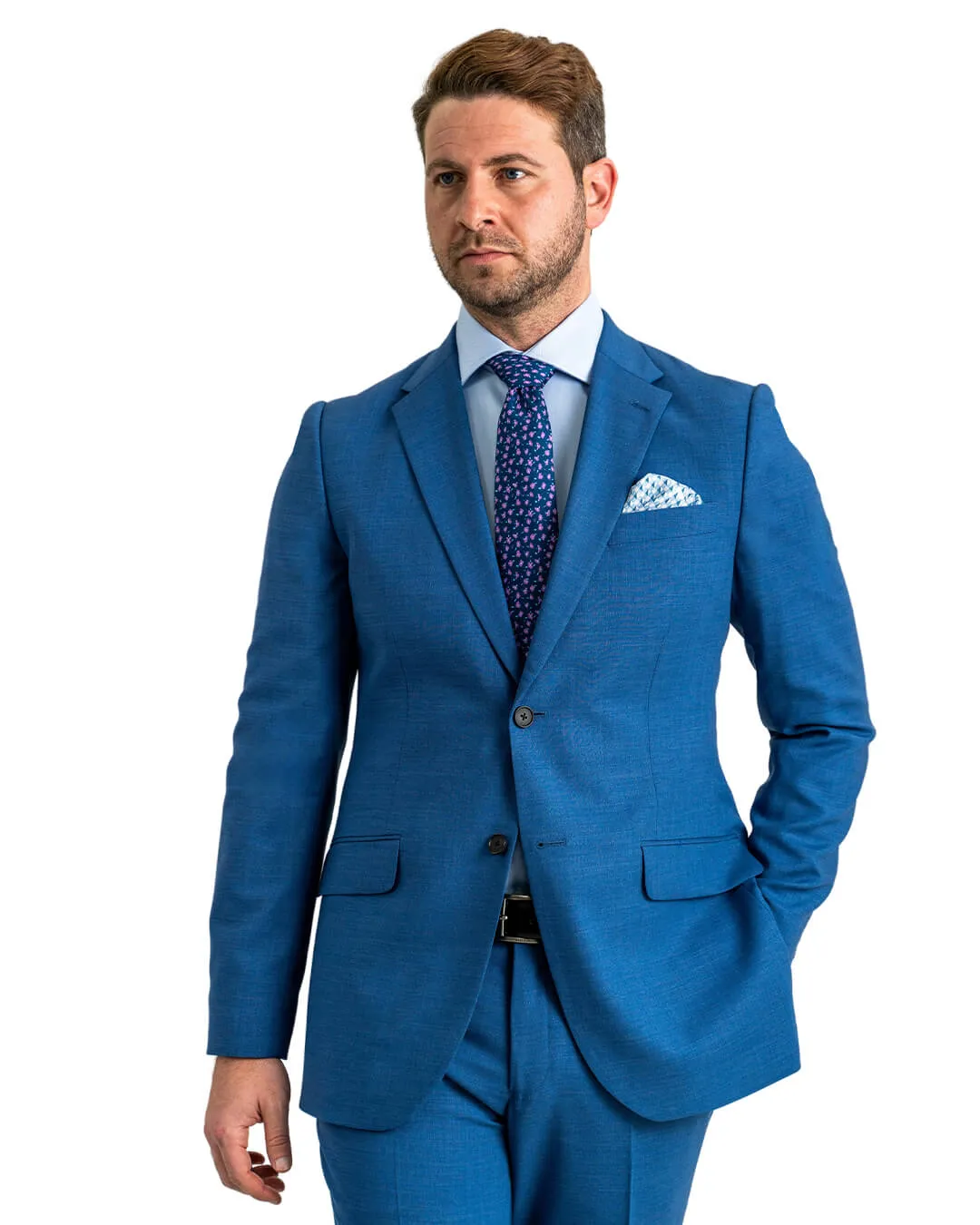 Blue Super 110s Natural Stretch Basketweave Suit