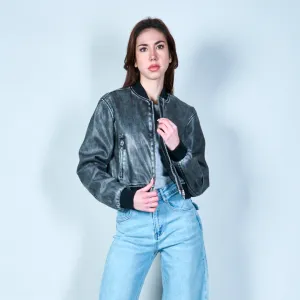 Bomber-style cropped jacket with zip pockets wholesale