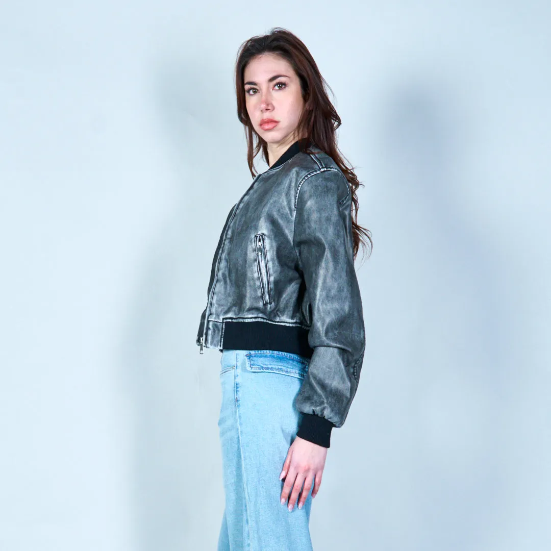 Bomber-style cropped jacket with zip pockets wholesale