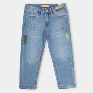 Boys Denim Stretch Pant Splatter -LIGHT BLUE