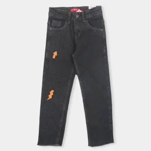 Boys Pant Denim Emb - Dark Grey