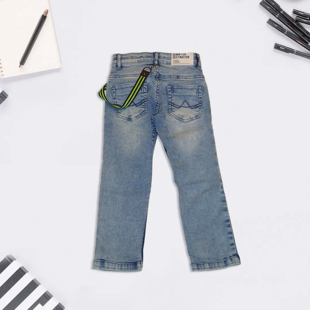 Boys Solid Jeans with Hanging Rope