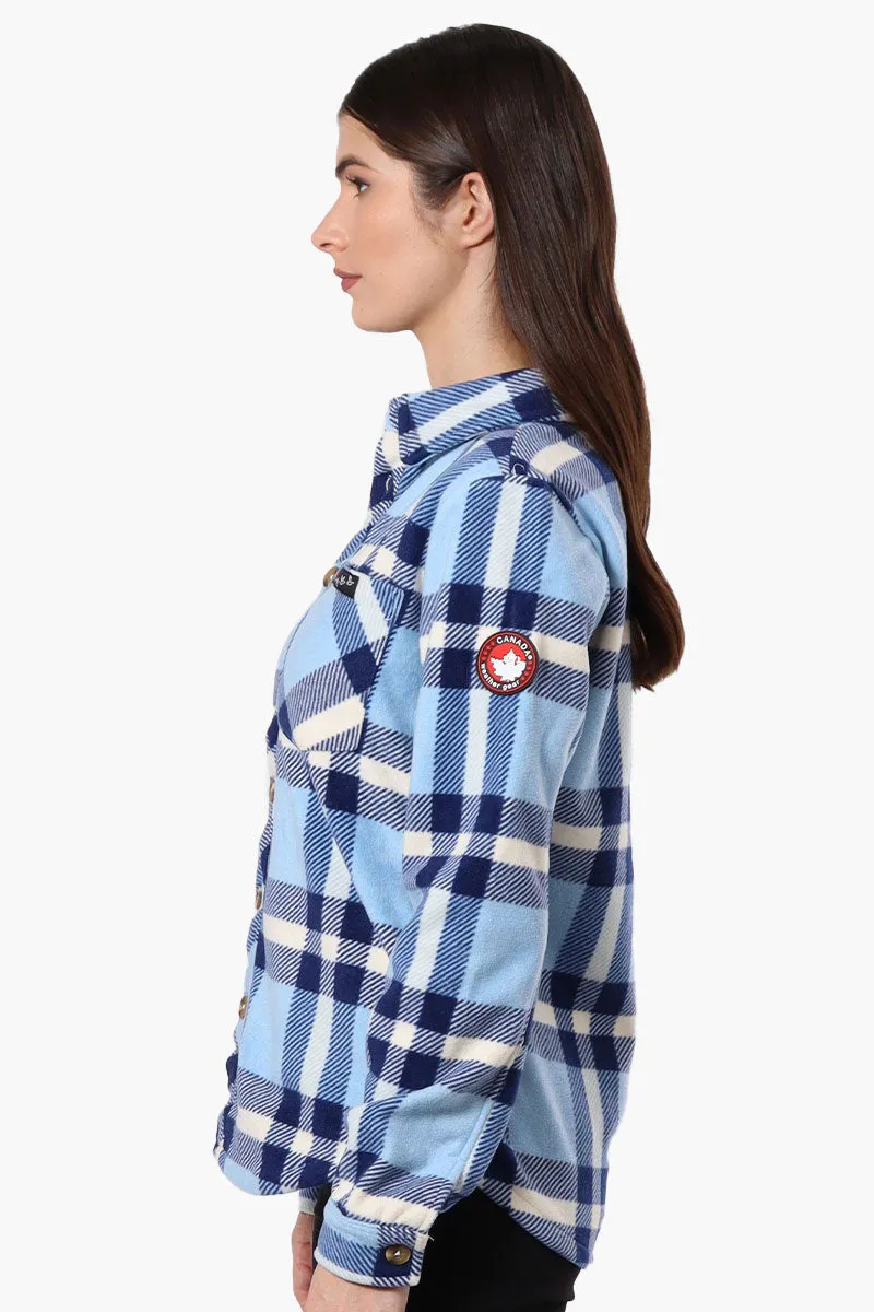 Canada Weather Gear Fleece Plaid Button Up Shirt - Blue