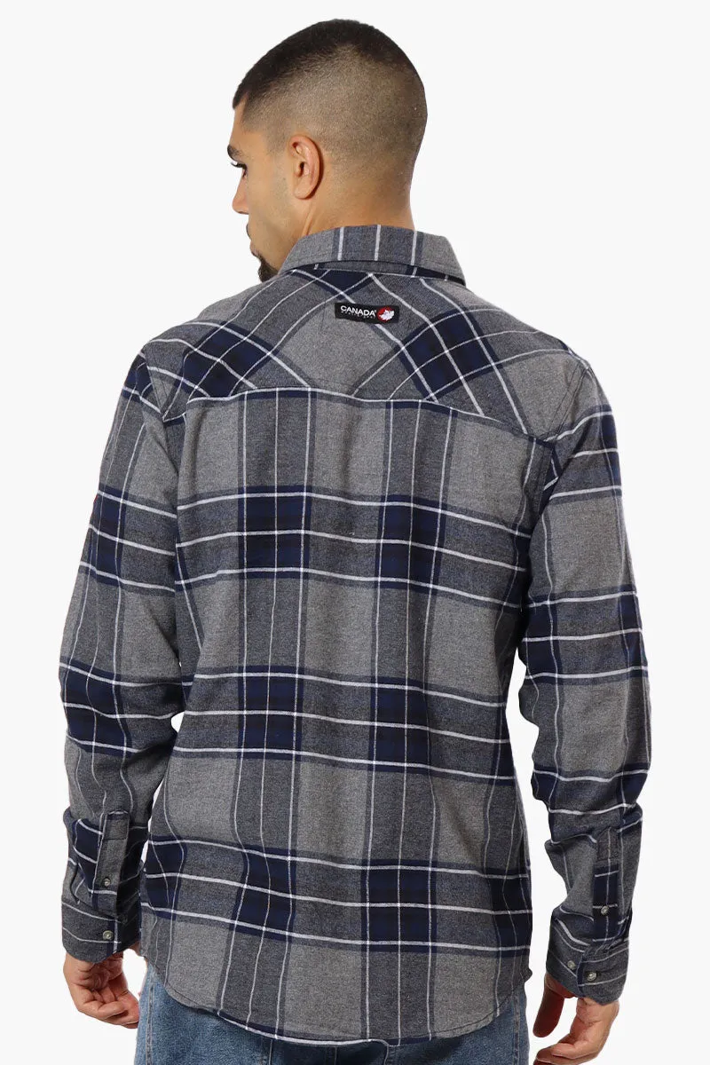 Canada Weather Gear Plaid Button Down Casual Shirt - Grey