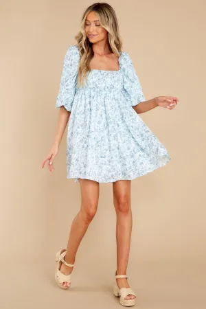 Cherish Every Moment Blue Floral Print Dress