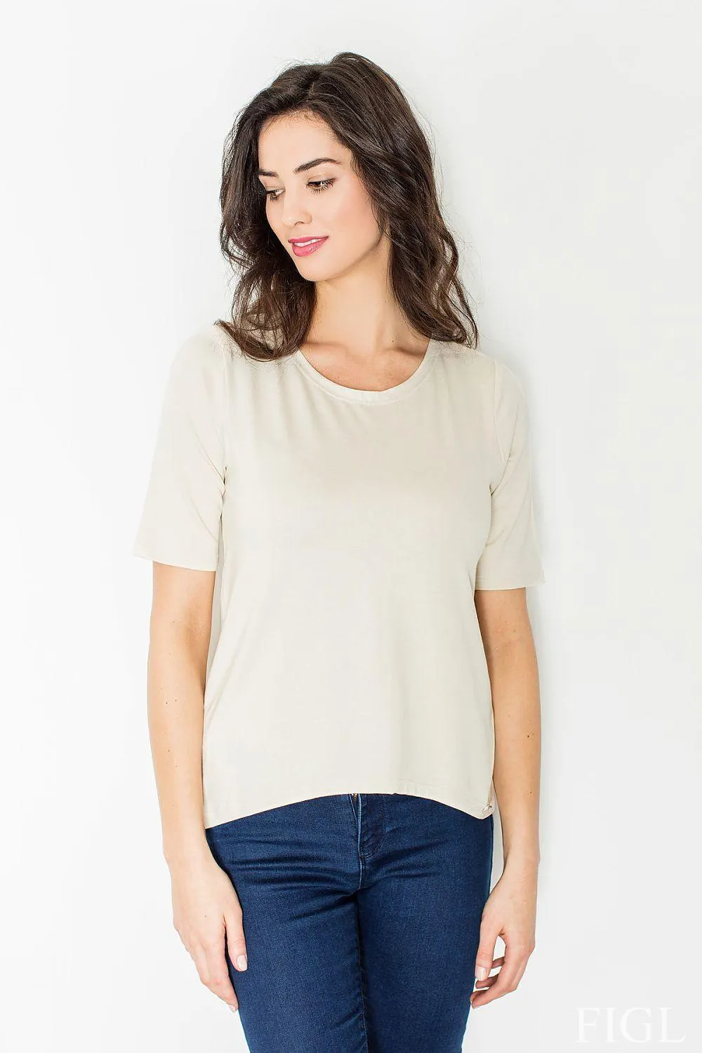 Chic Asymmetrical Back Neckline Blouse with Elegant Detailing