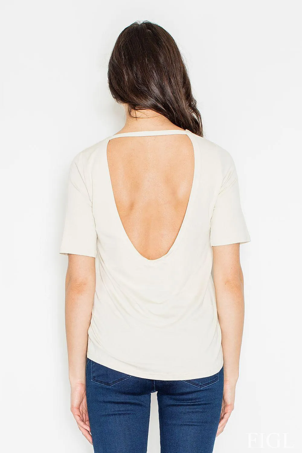 Chic Asymmetrical Back Neckline Blouse with Elegant Detailing