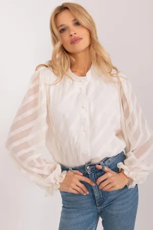 Chic Textured Long-Sleeve Women's Button-Up Blouse