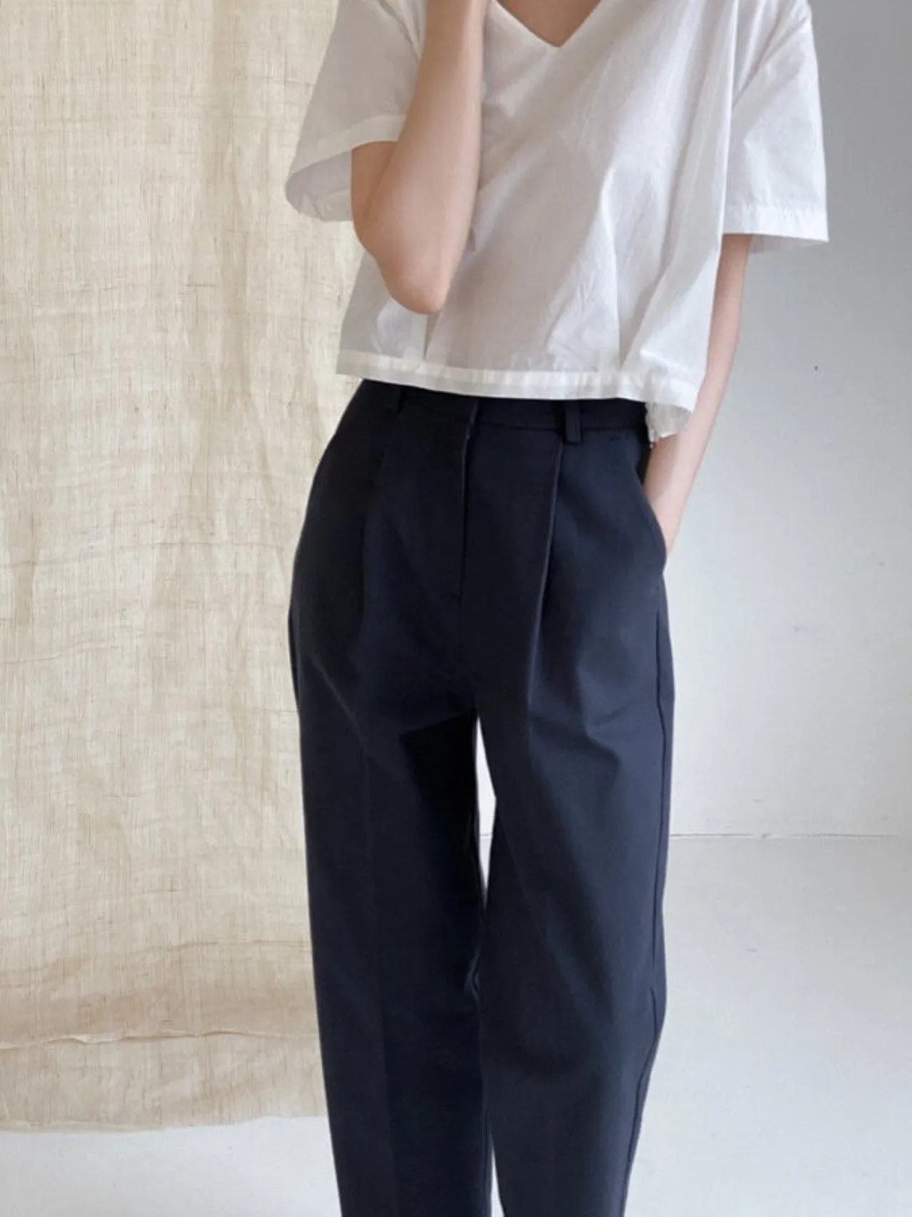 COTTON PIN TUCK CHINOS