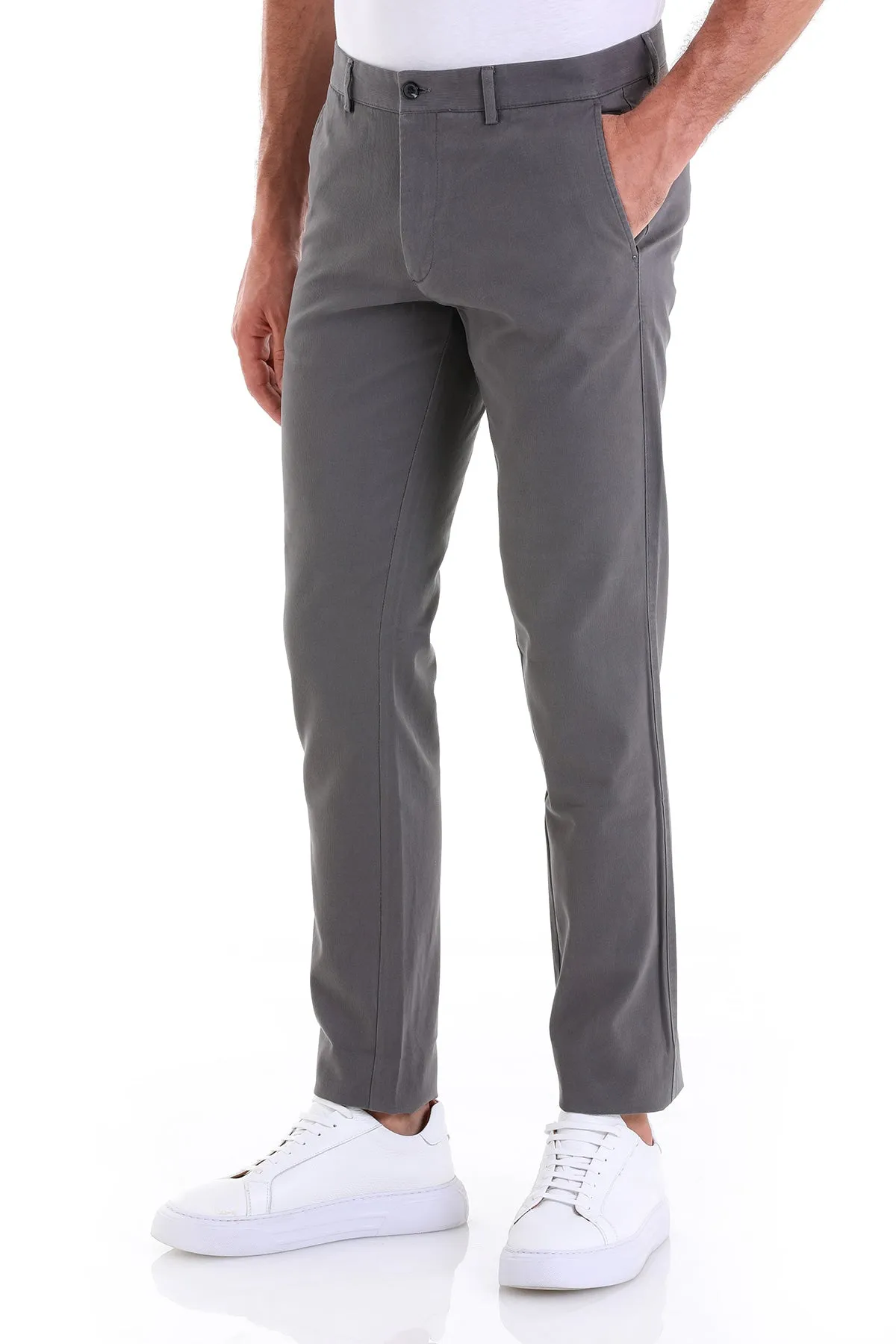 Dynamic Fit High Waist Cotton Dark Gray Casual Pants