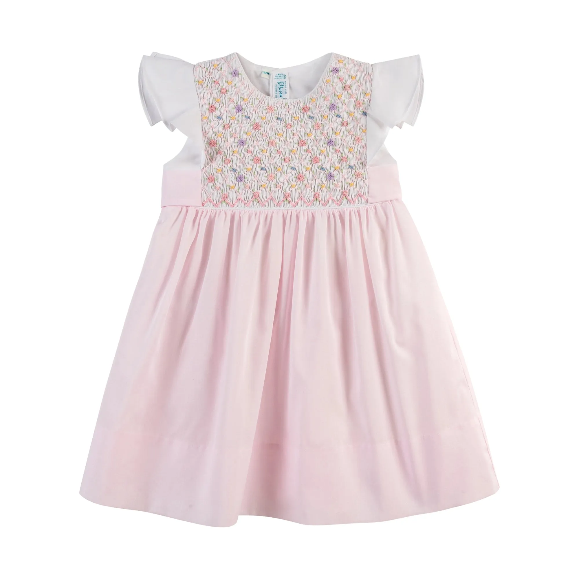 Floral Hand Smocked Dress - Pink