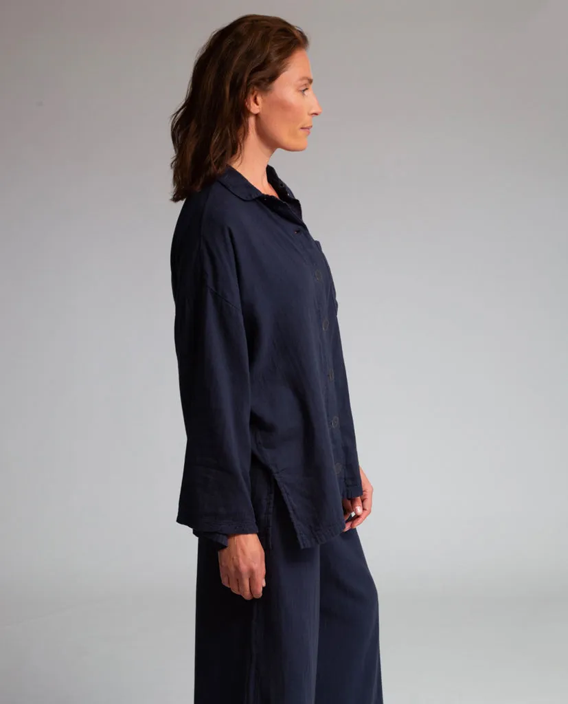 Florrie Organic Cotton Shirt In Navy