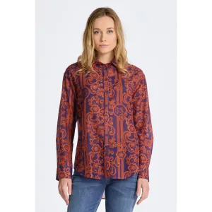 GANT Relaxed Fit Lace Print Cotton Silk Shirt 4300256 Pansy Purple