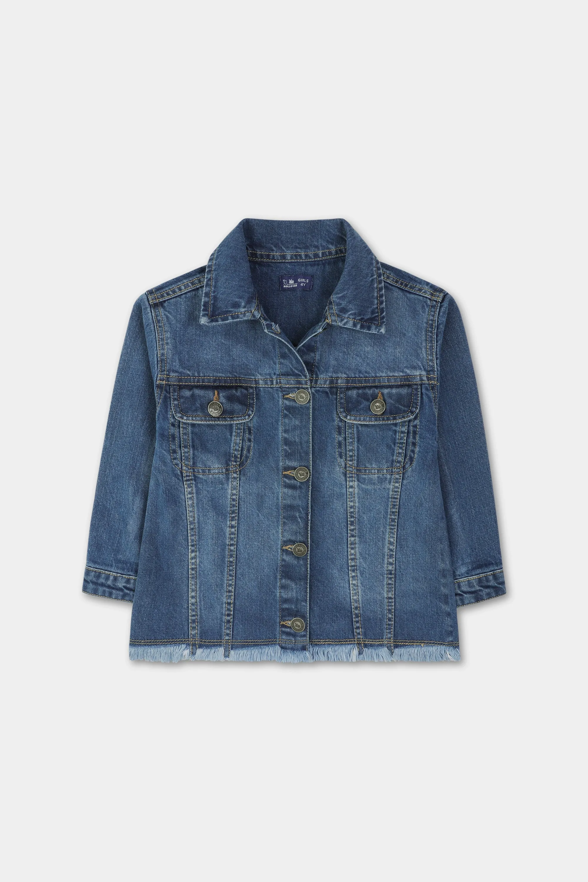 Girls Chic Frayed Denim Jacket