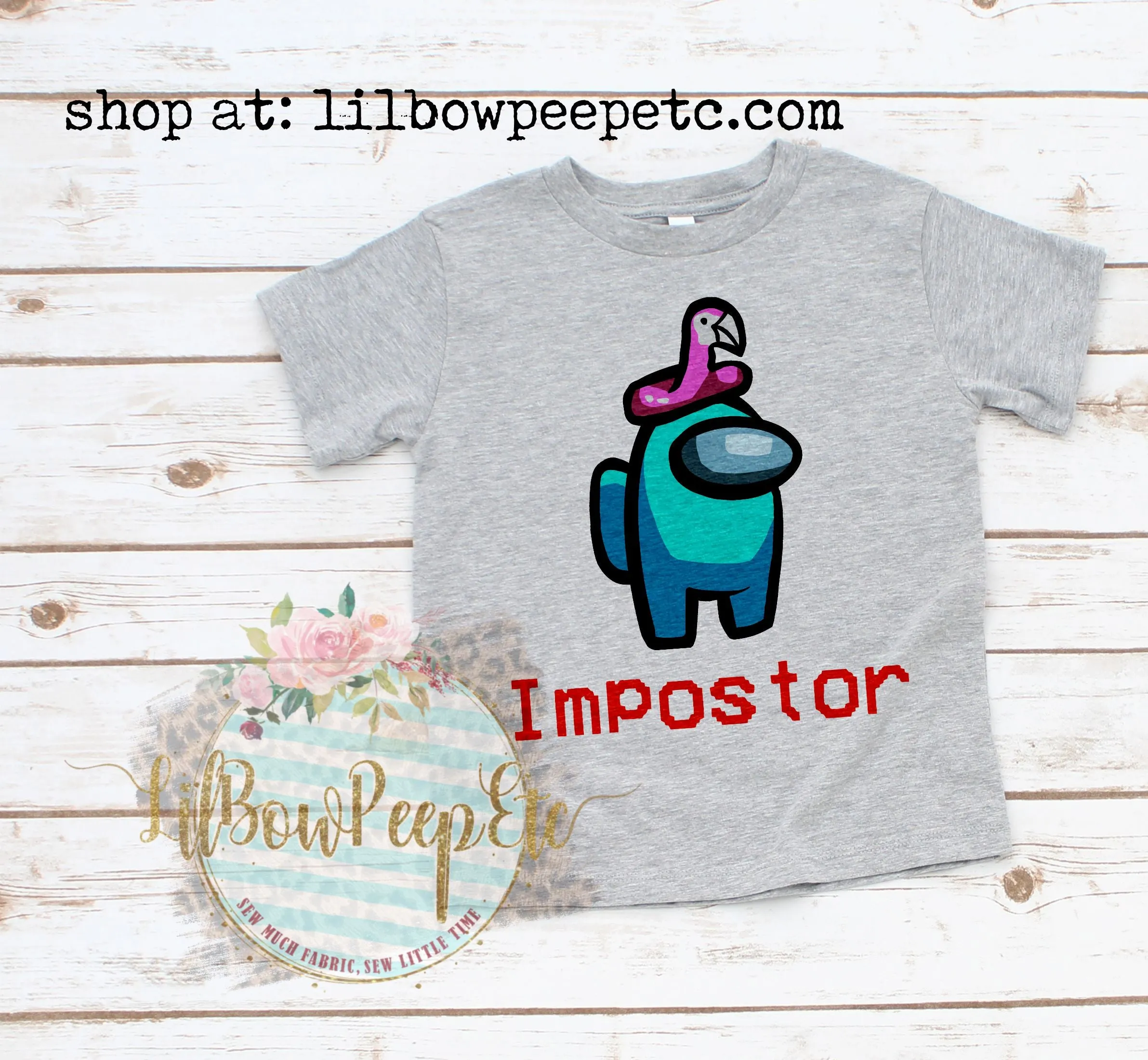 Imposter Blue with Flamingo Among Us YOUTH UNISEX TEE