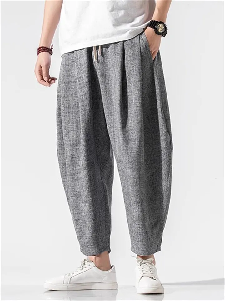 Male Chinese Style Relaxed Summer Wide Leg Pants