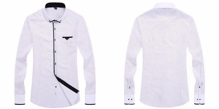 Mens Formal Business Long Sleeved Slim Fit Printed Shirt